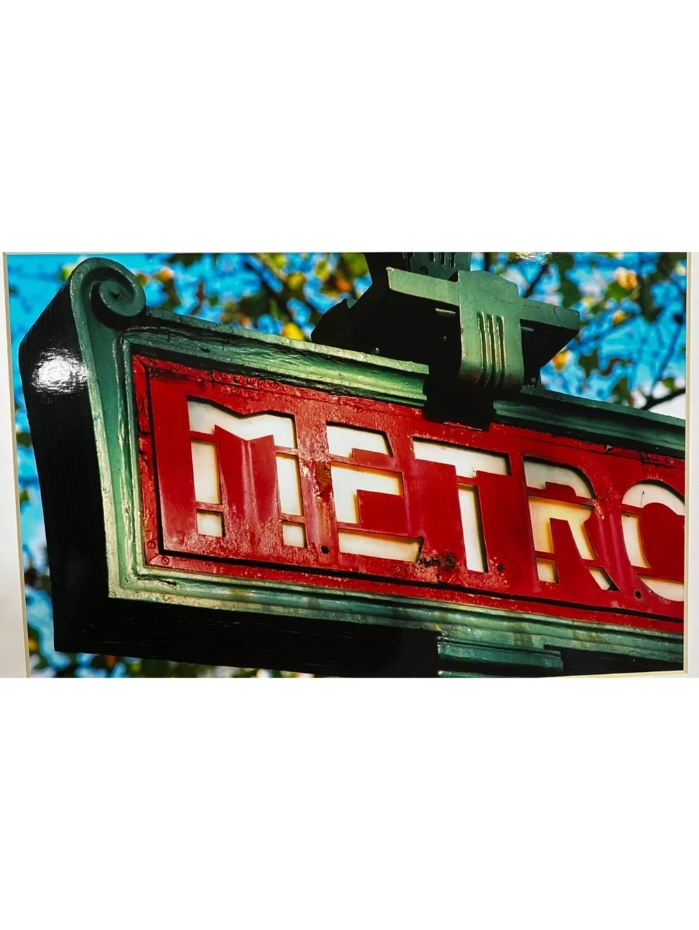 4 Matted French Photographs - Market, Metro, Green Door, Telephone